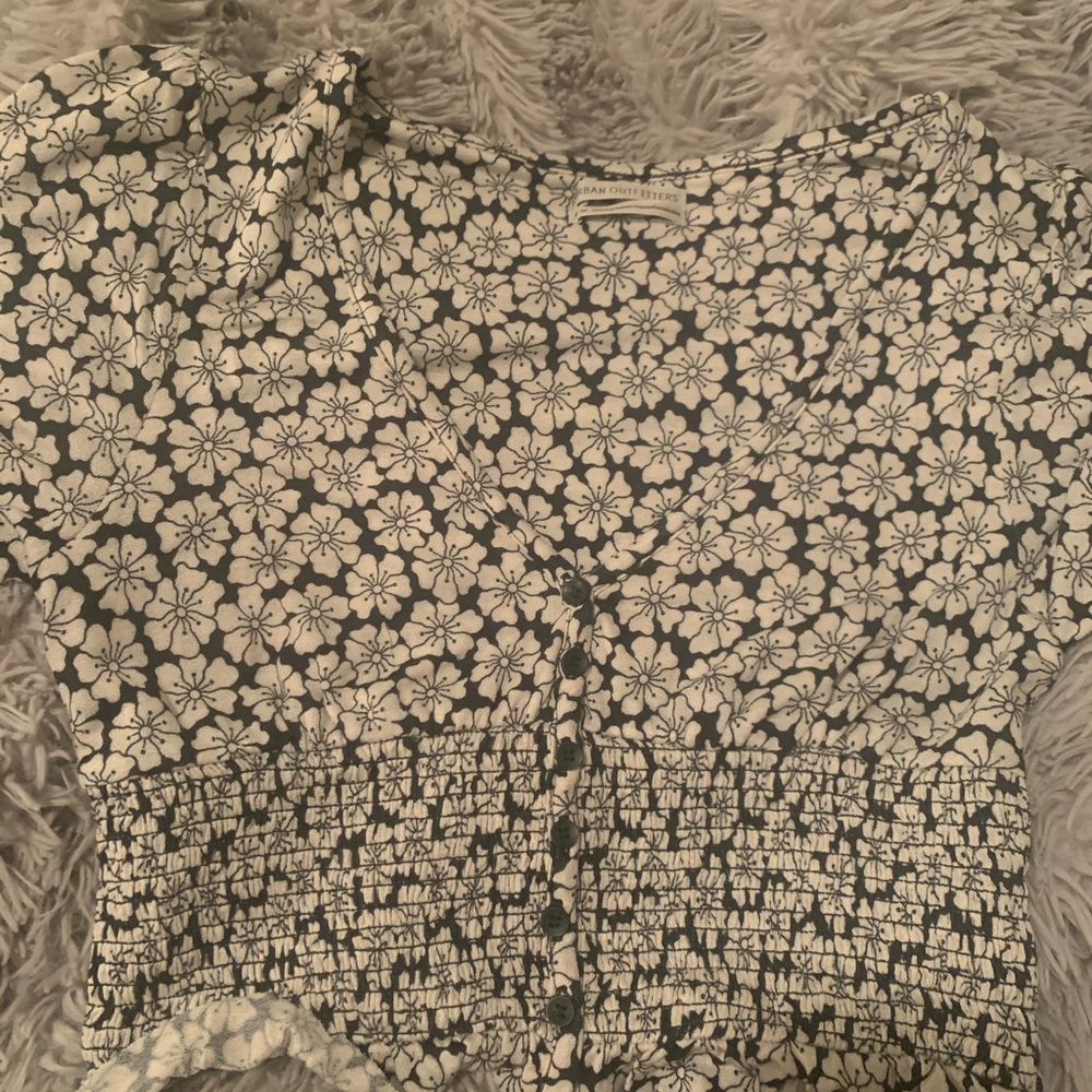 ruffle floral button up shirt